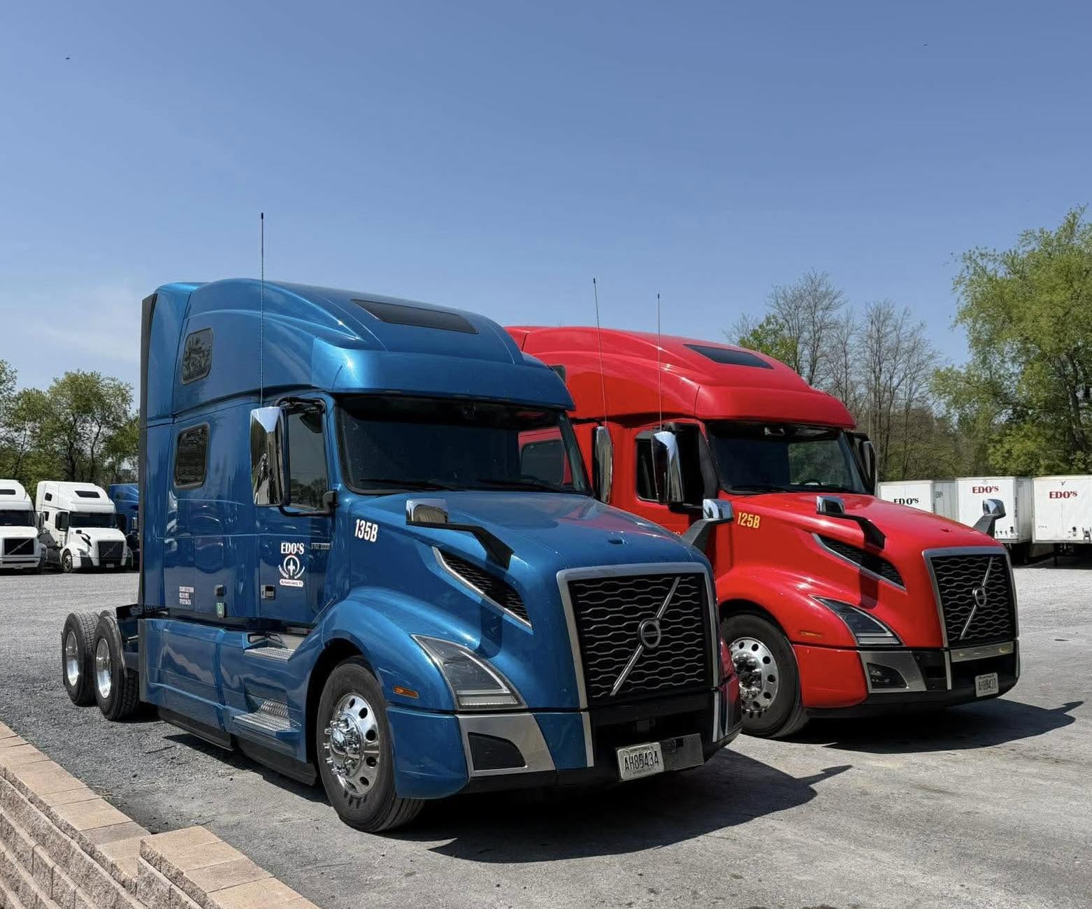 Blue and red Volvo pair