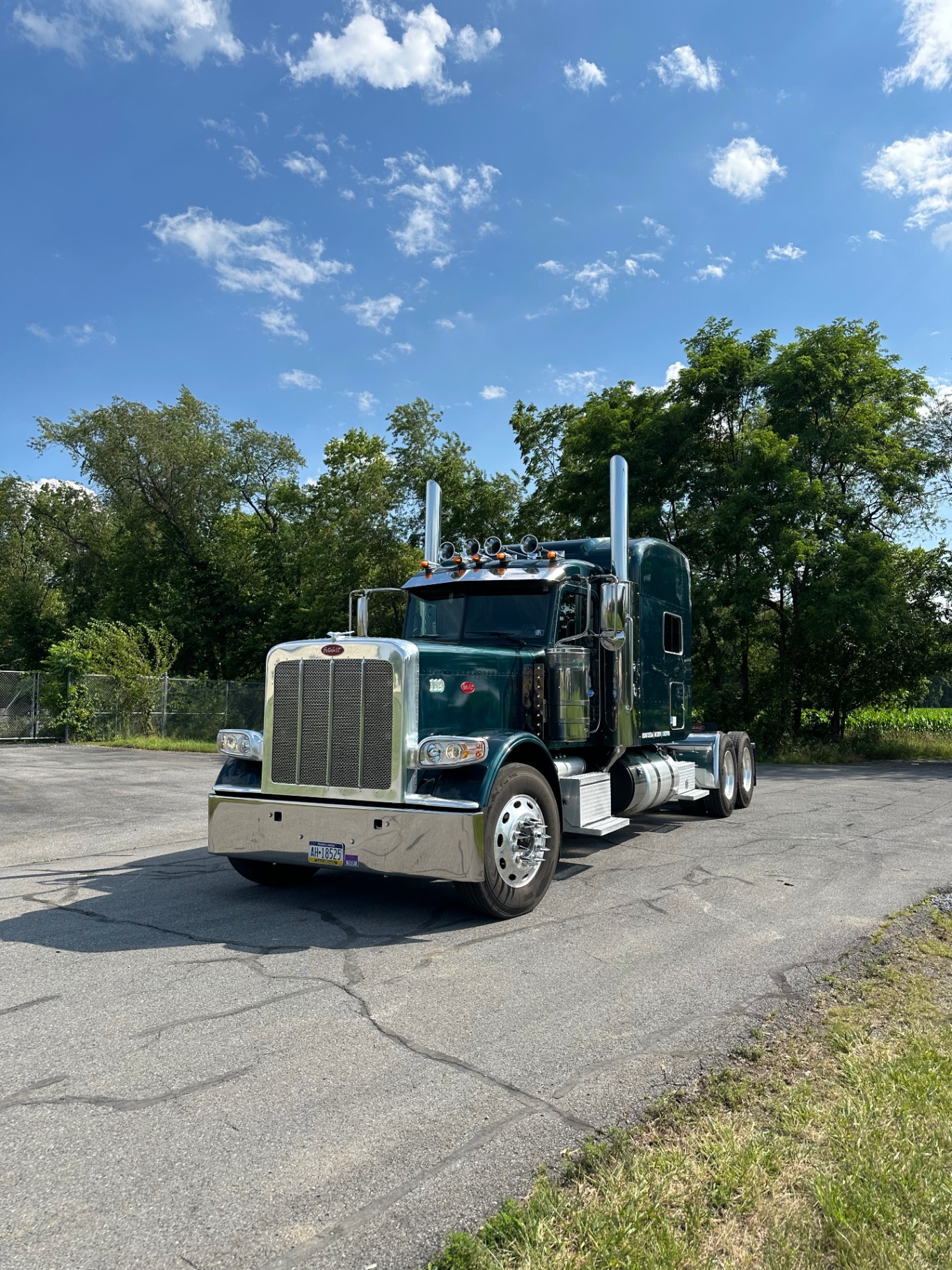 Edo's Trucking green Peterbilt tractor
